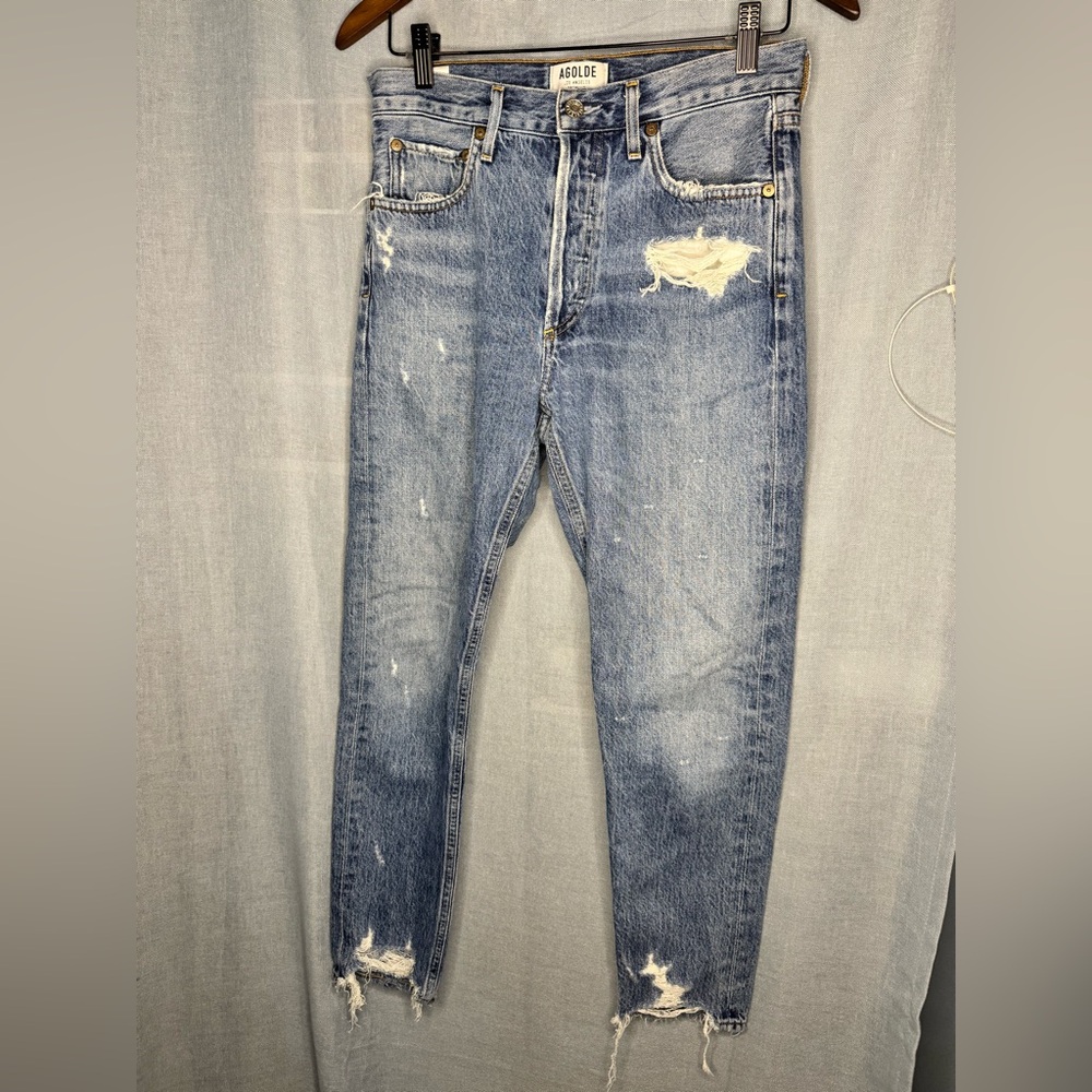 Agolde Medium Blue Distressed skinny Jeans